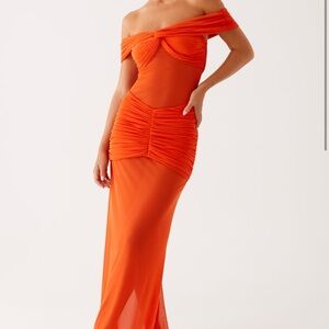 Peppermayo Vibrant Orange Strapless Dress